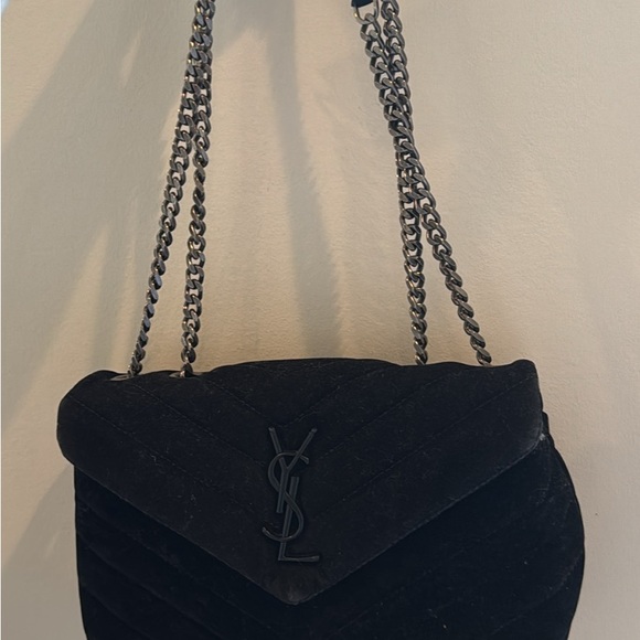 Yves Saint Laurent Black Chevron Shoulder Bag